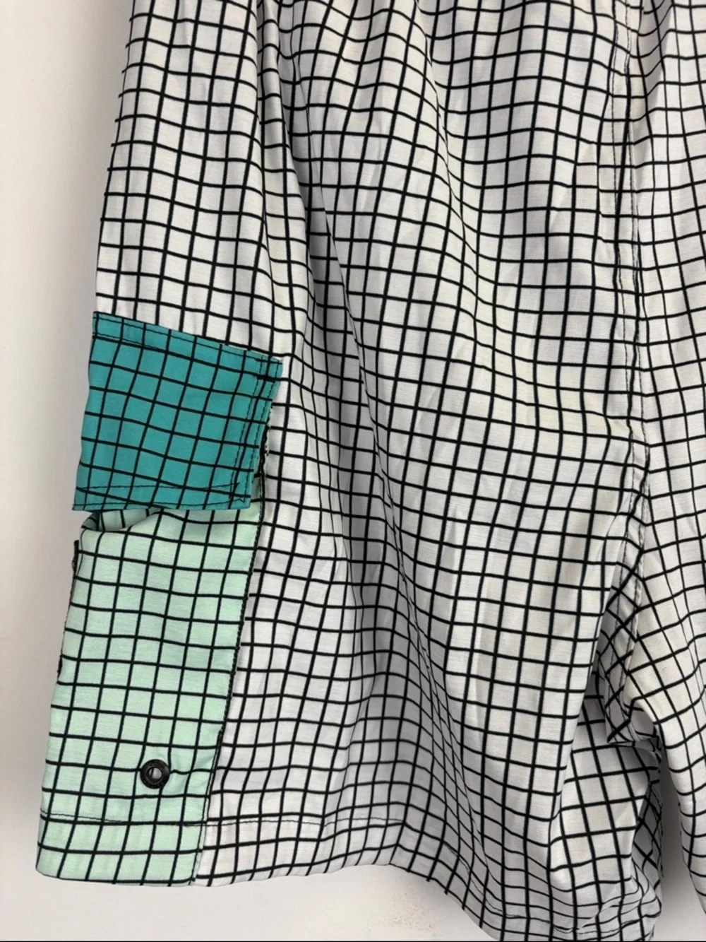 Agua Bendita Marcus Swim Trunks Men’s 38 Grid Print Cargo Pocket Resort Beach